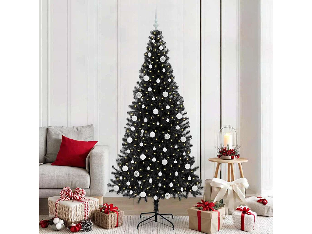 Albero di Natale con 300 LED con supporto Nero 210 cm PVC