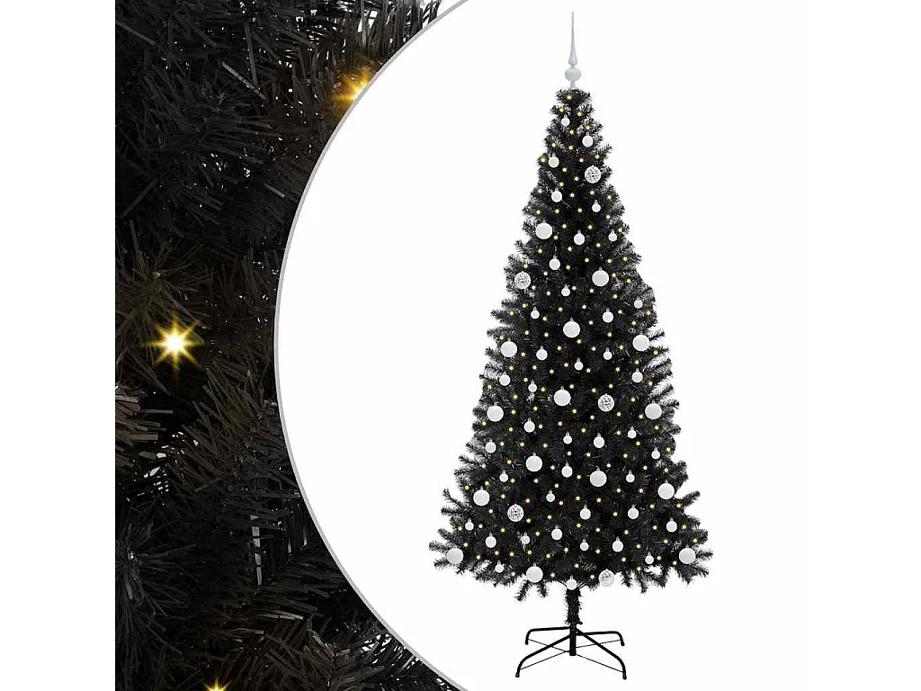 Albero di Natale con 300 LED con supporto Nero 210 cm PVC