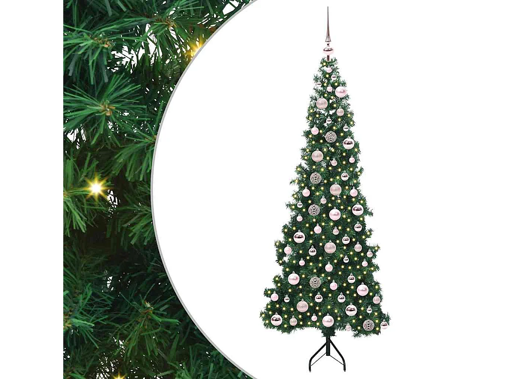 Albero di Natale artificiale angolare Verde 180 cm PVC e metallo