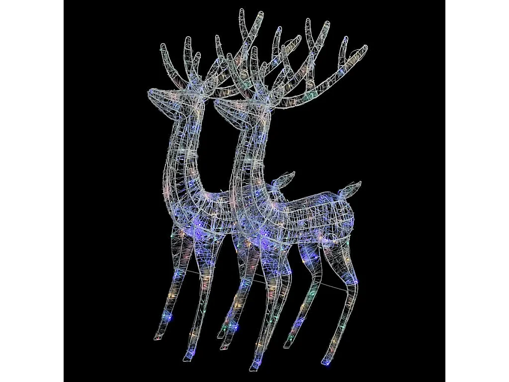 Rennes de Noël XXL Acrylique 250 LED 2 pcs 180 cm Multicolore