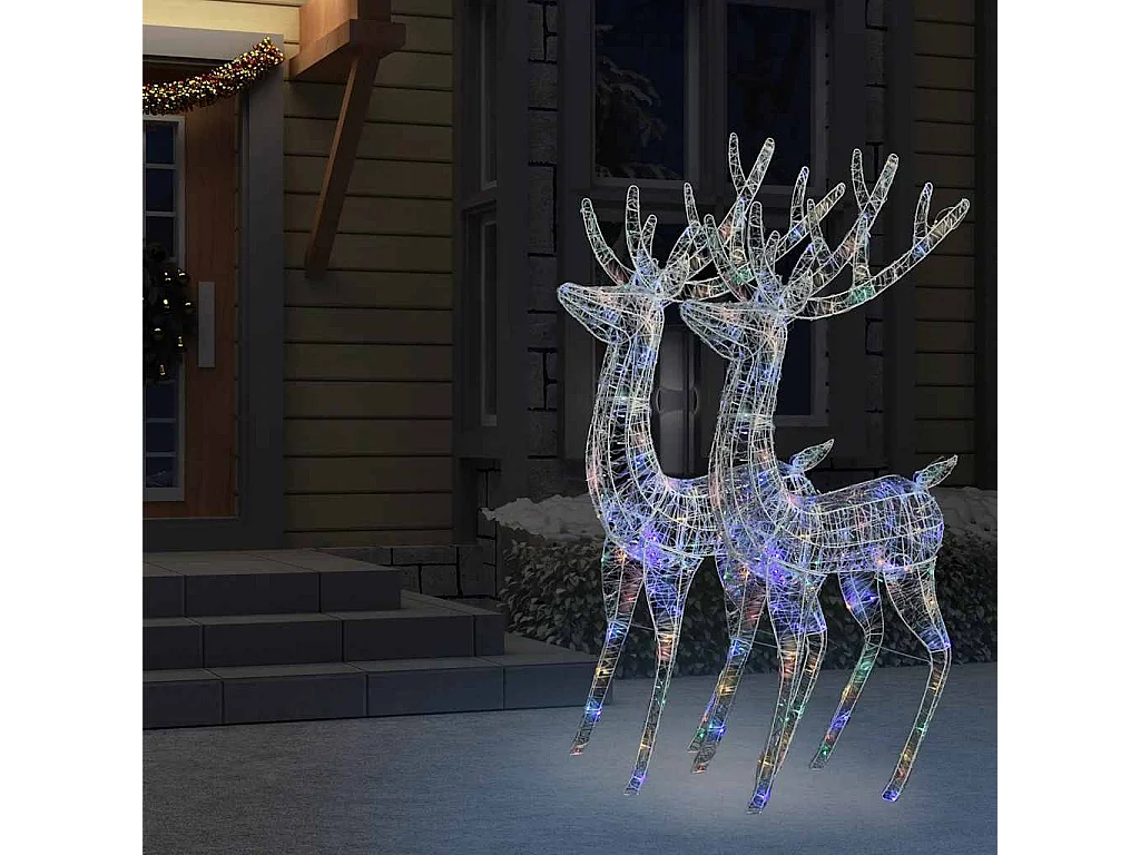 Rennes de Noël XXL Acrylique 250 LED 2 pcs 180 cm Multicolore