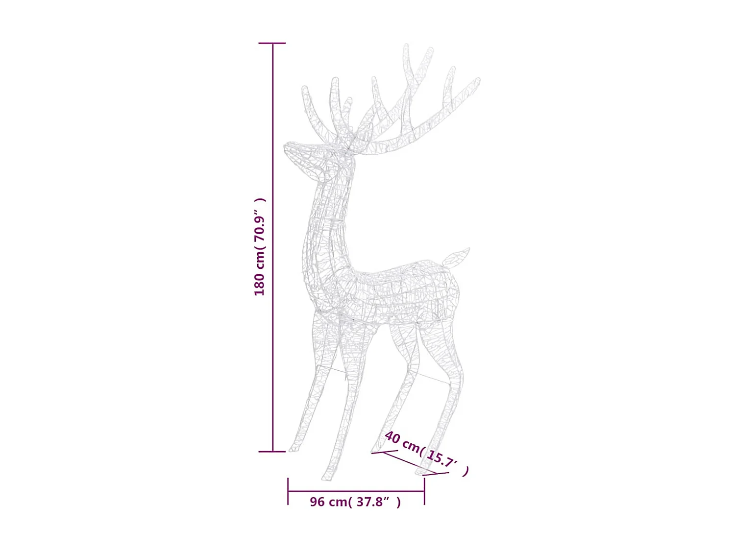Rennes de Noël XXL Acrylique 250 LED 2 pcs 180 cm Multicolore
