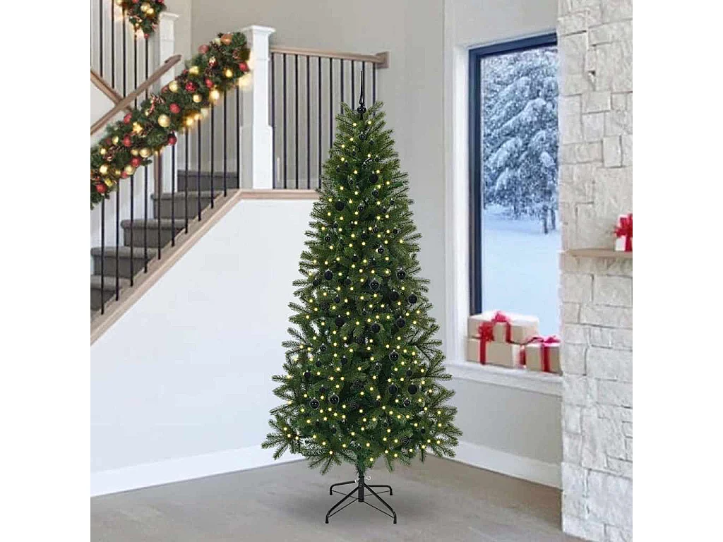 Albero di Natale artificiale con 300 LED Verde 240 cm PE e PVC