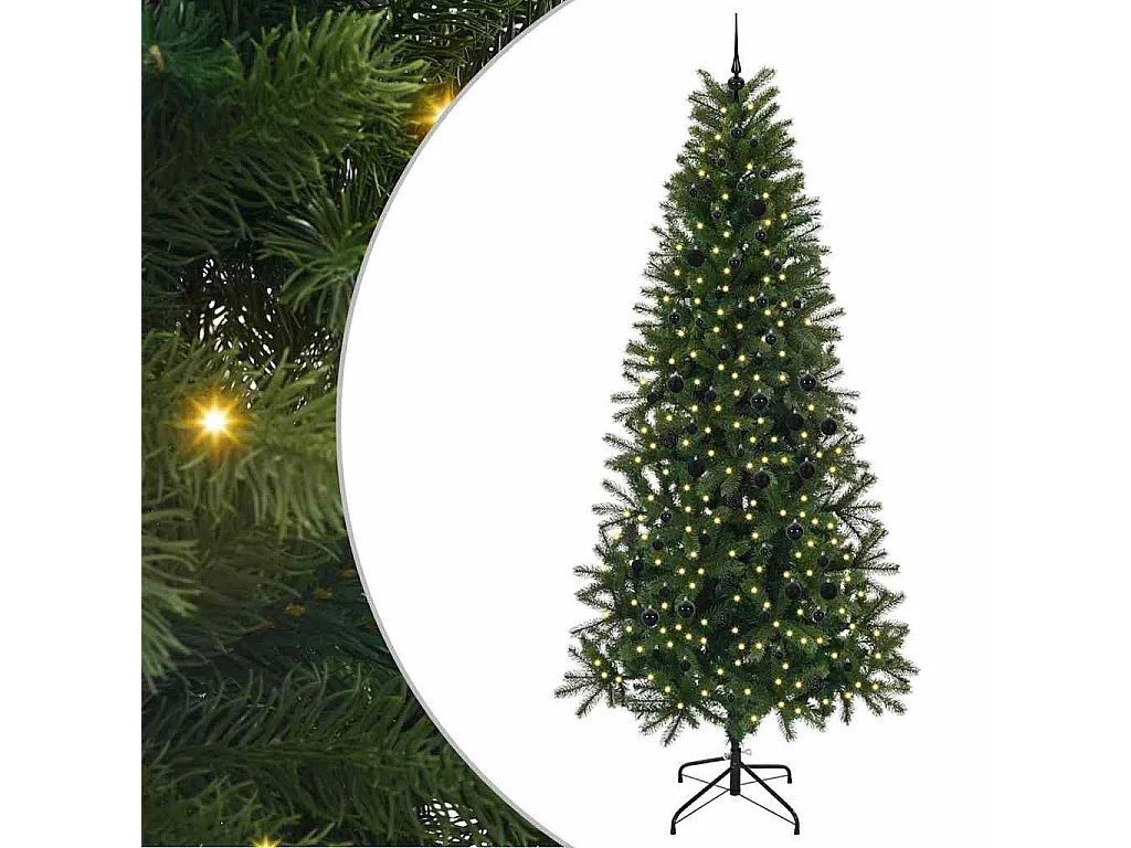 Albero di Natale artificiale con 300 LED Verde 240 cm PE e PVC