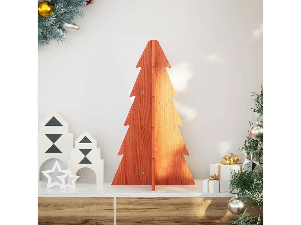 Houten kerstboom ter decoratie 69,5 cm massief grenenhout