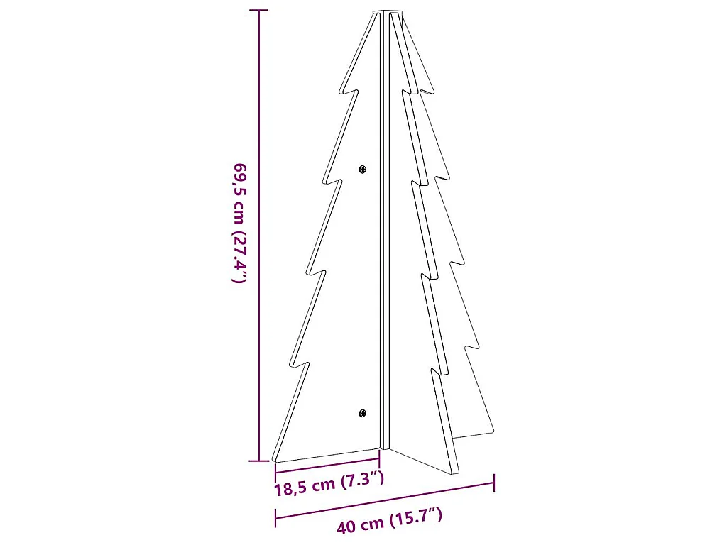 Houten kerstboom ter decoratie 69,5 cm massief grenenhout