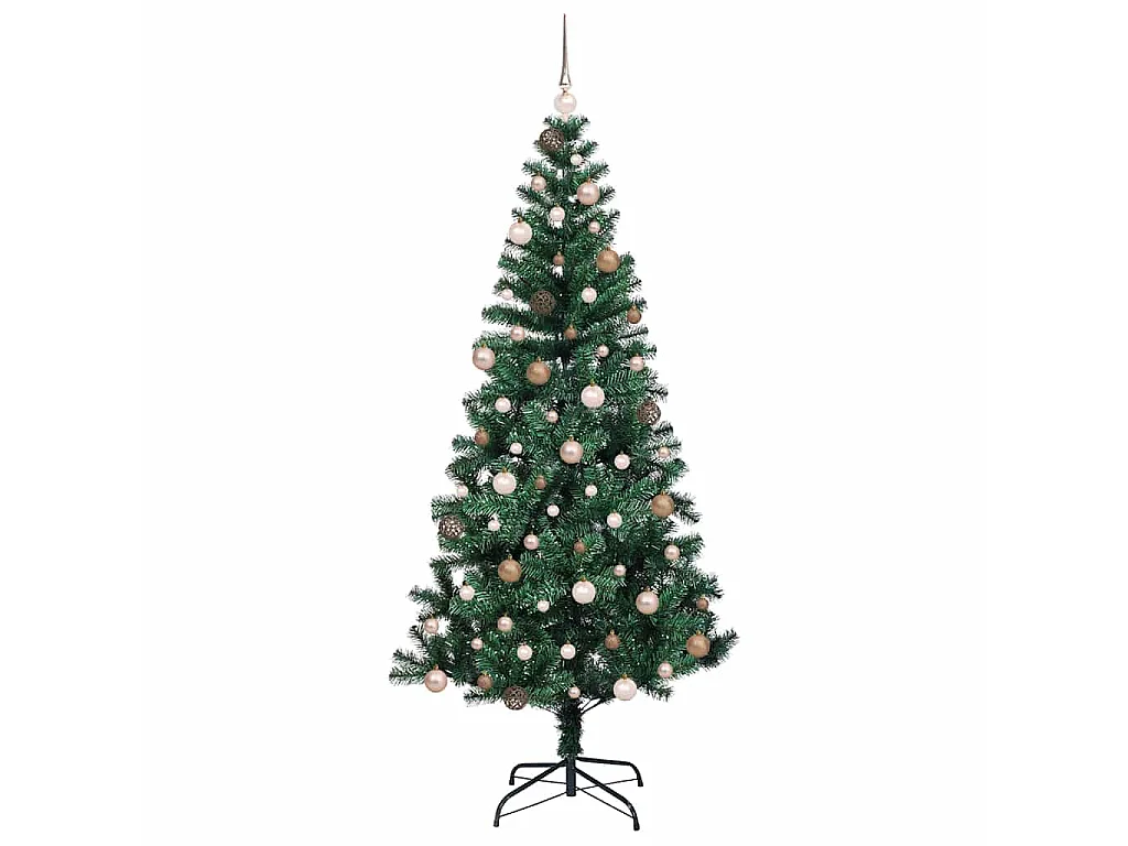 Künstlicher Weihnachtsbaum mit Beleuchtung, Grün, 210 cm, PVC und Metall