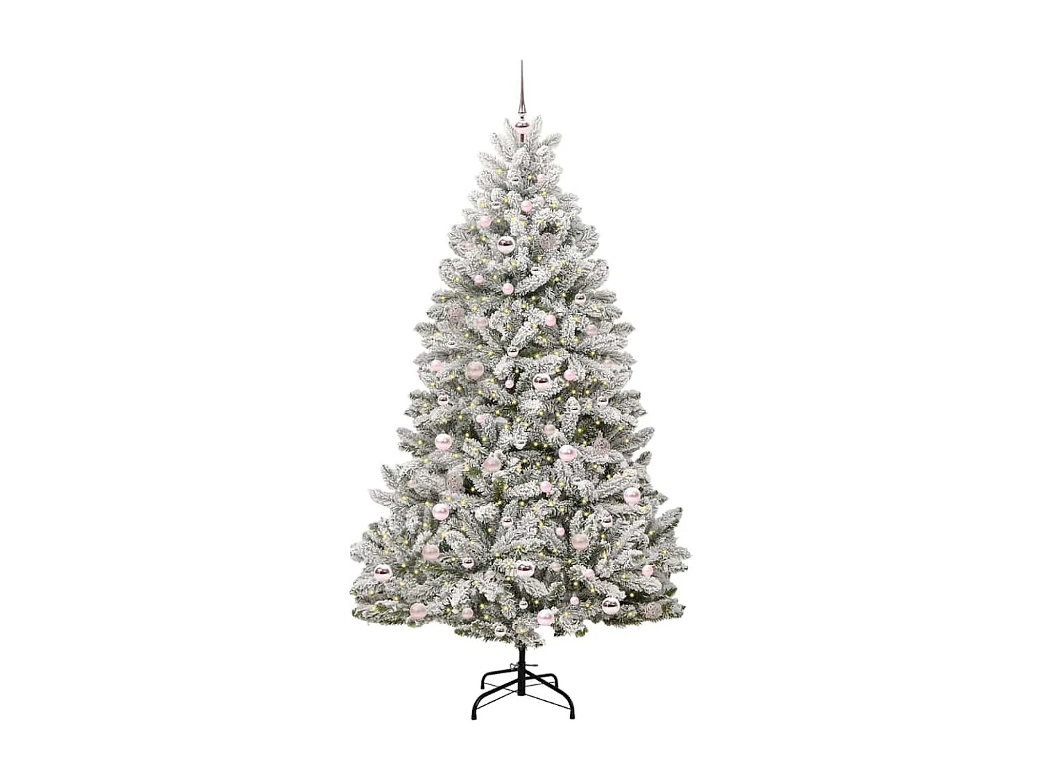 Kunstkerstboom Groen en wit 210 cm PVC en metaal