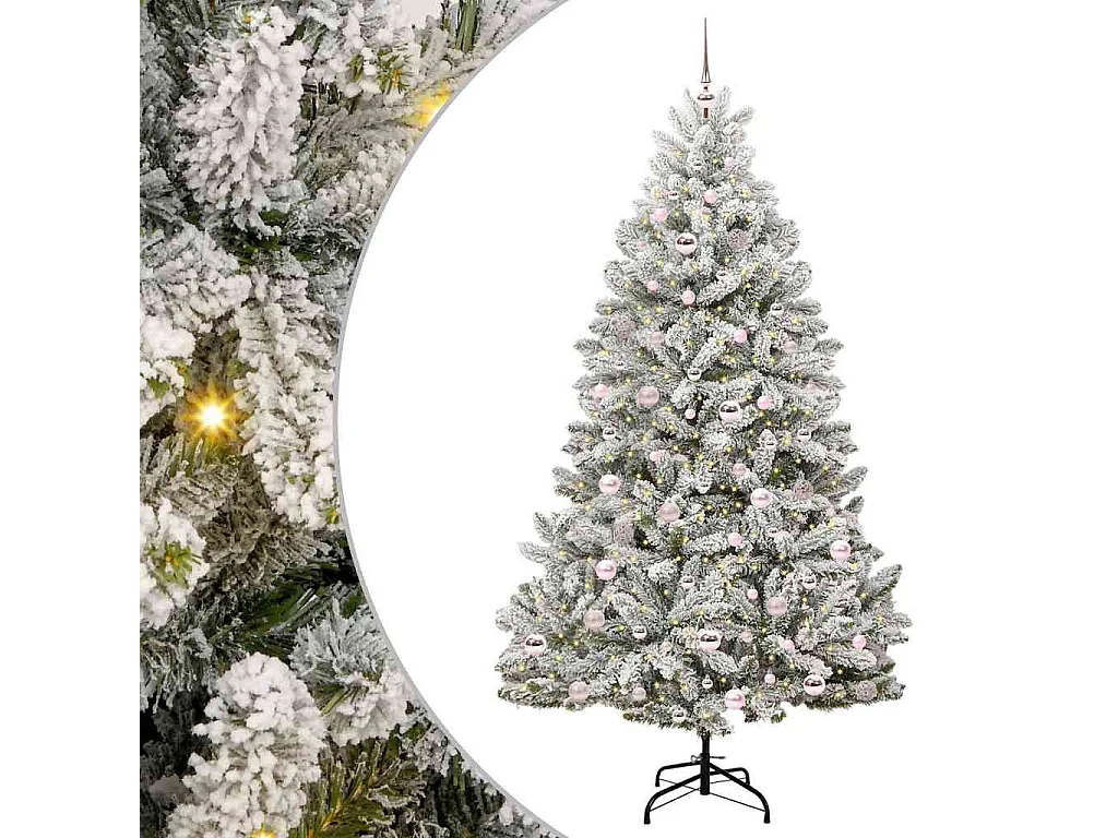 Sapin de Noël artificiel Vert et blanc 210 cm PVC et métal