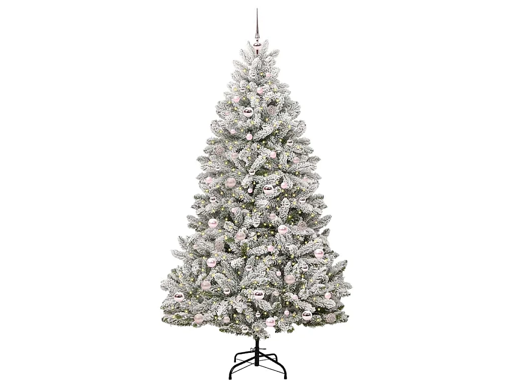 Sapin de Noël artificiel Vert et blanc 210 cm PVC et métal