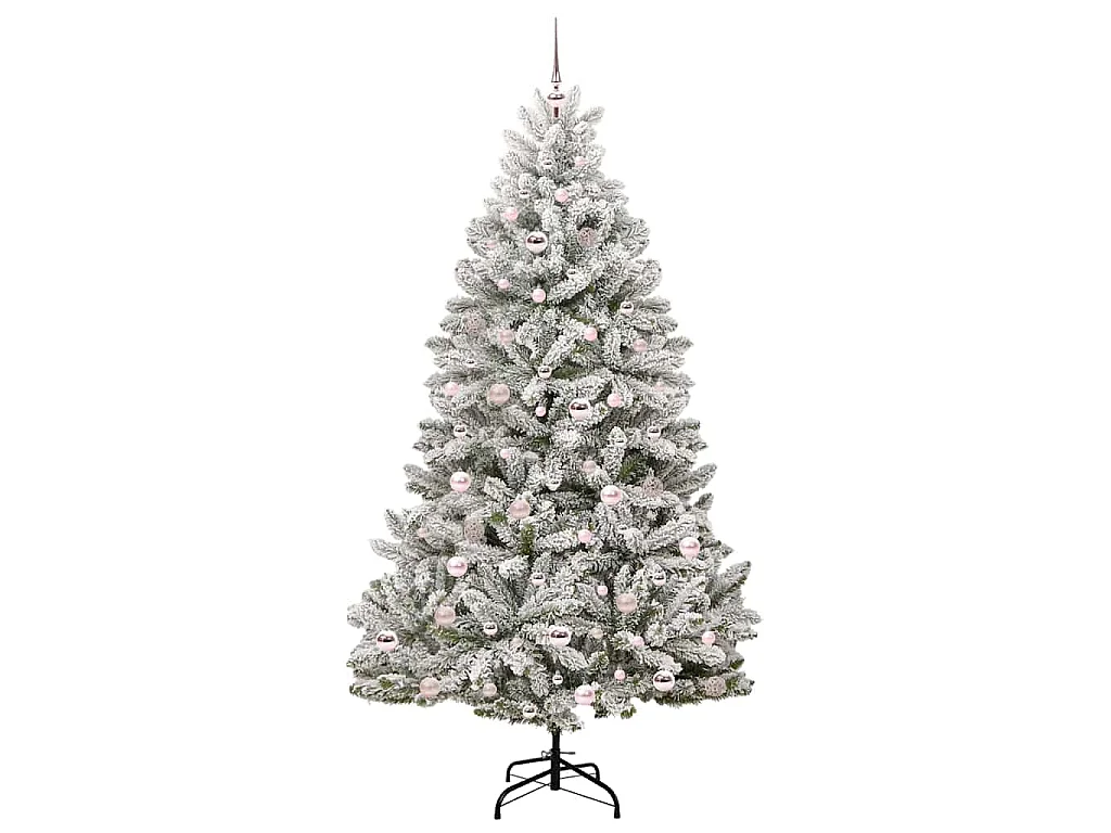 Sapin de Noël artificiel Vert et blanc 210 cm PVC et métal