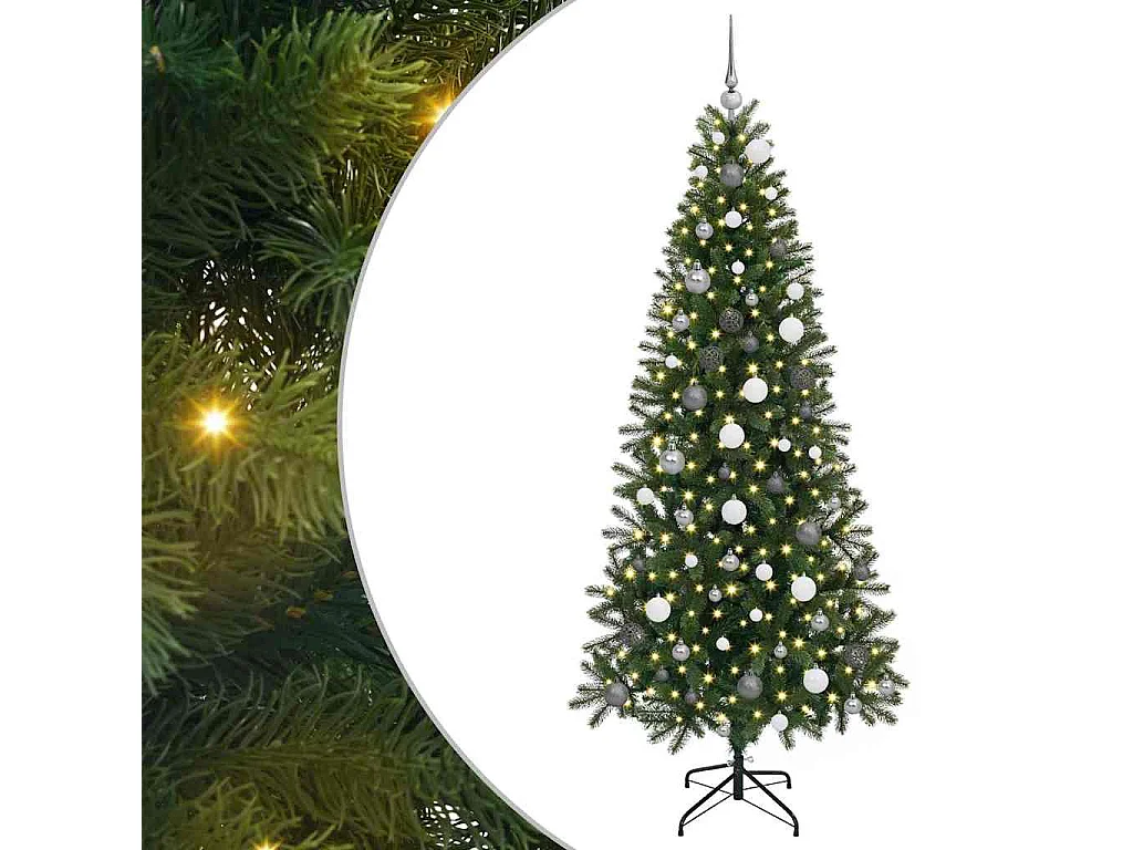 Sapin de Noël artificiel avec 300 LED Vert 210 cm PE et PVC