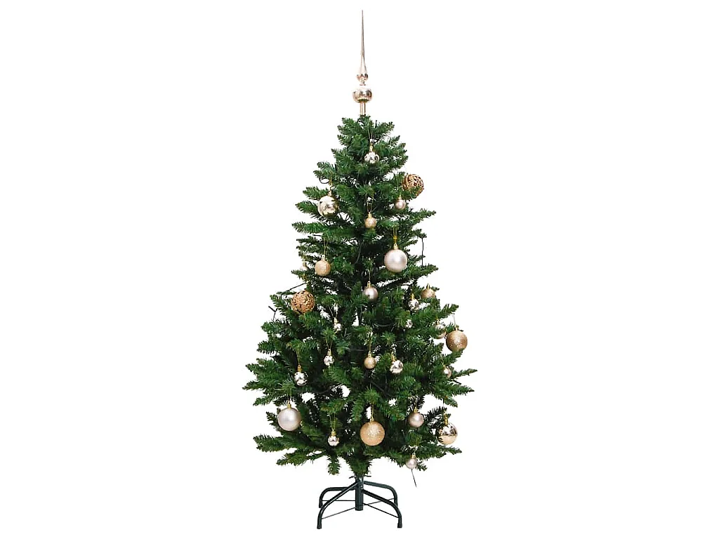 150 cm beweglicher künstlicher Weihnachtsbaum mit 150 LEDs und Kugeln