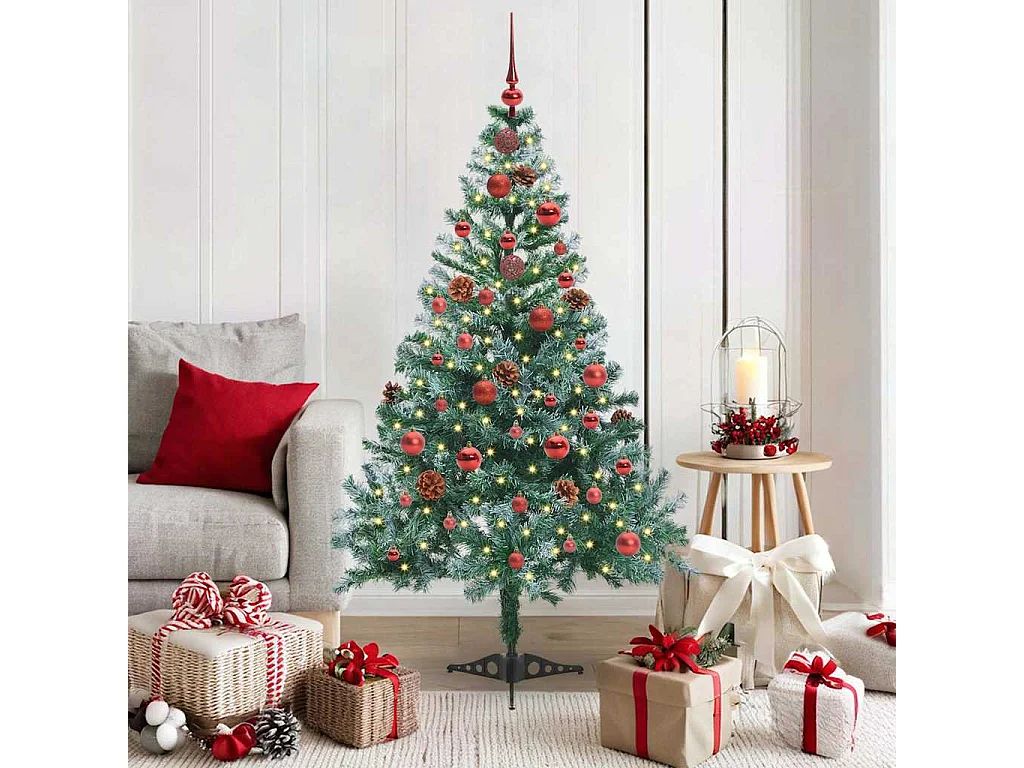 Sapin de Noël artificiel avec 150 LED Vert 150 cm PVC et Acier