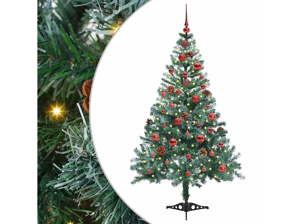 Sapin de Noël artificiel avec 150 LED Vert 150 cm PVC et Acier