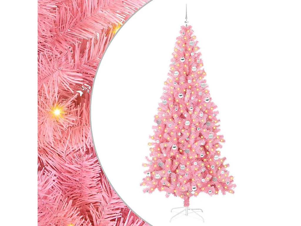 Albero di Natale con 300 LED con supporto Rosa 240 cm PVC