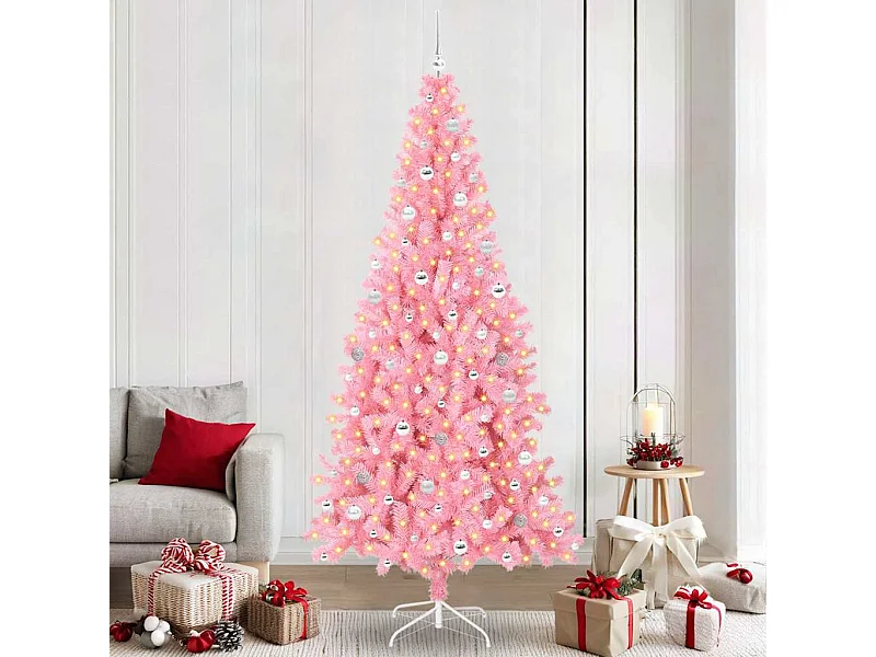 Albero di Natale con 300 LED con supporto Rosa 240 cm PVC