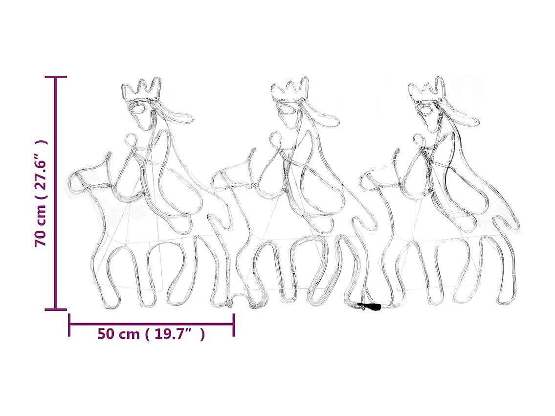 Kerstfiguur van de drie koningen met 504 LED's 70x50 cm