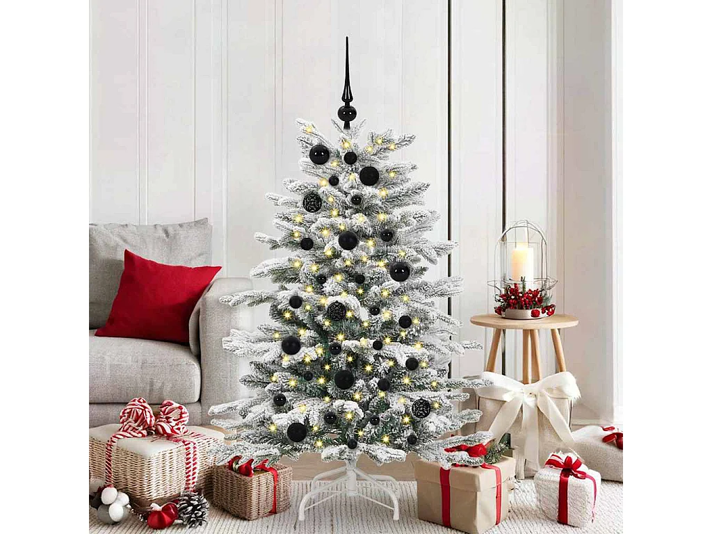 Ensemble de Boules de Noël avec 150 LED 61 pcs Noir Plastique