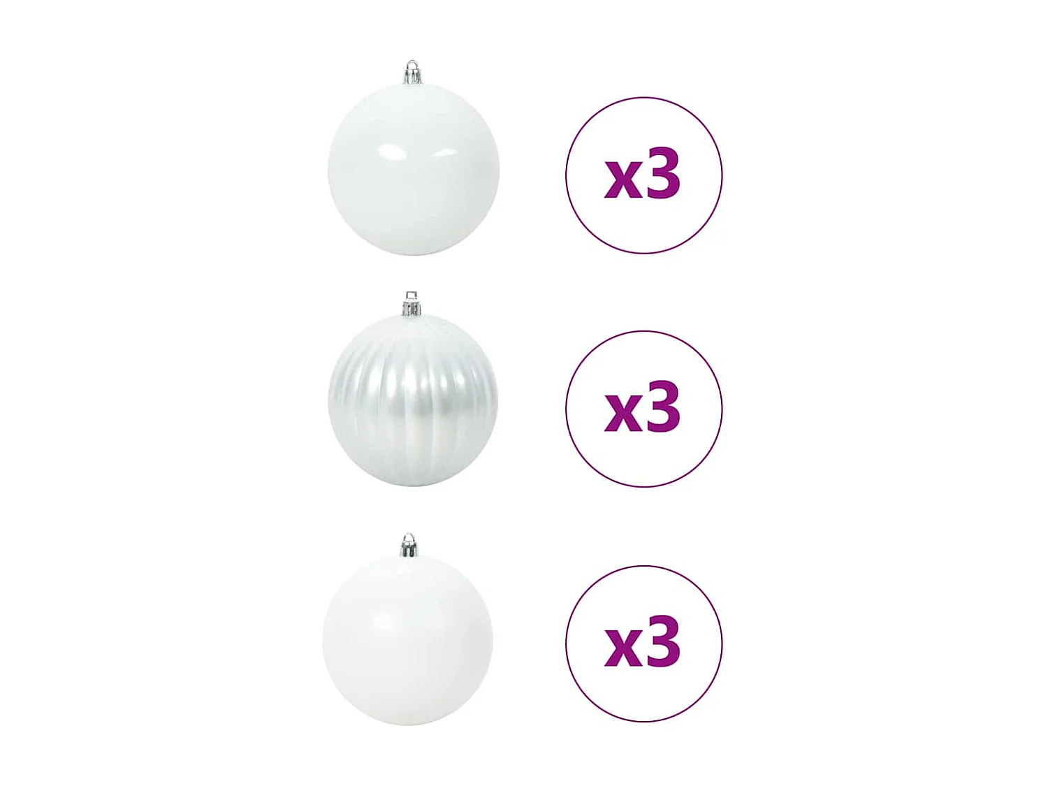 Ensemble de Boules de Noël 9 pcs Blanc