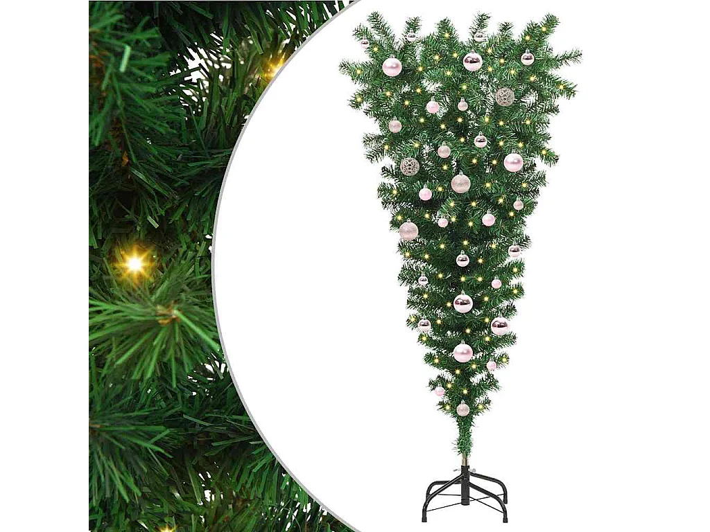 Albero di Natale artificiale invertito preilluminato con set di palline