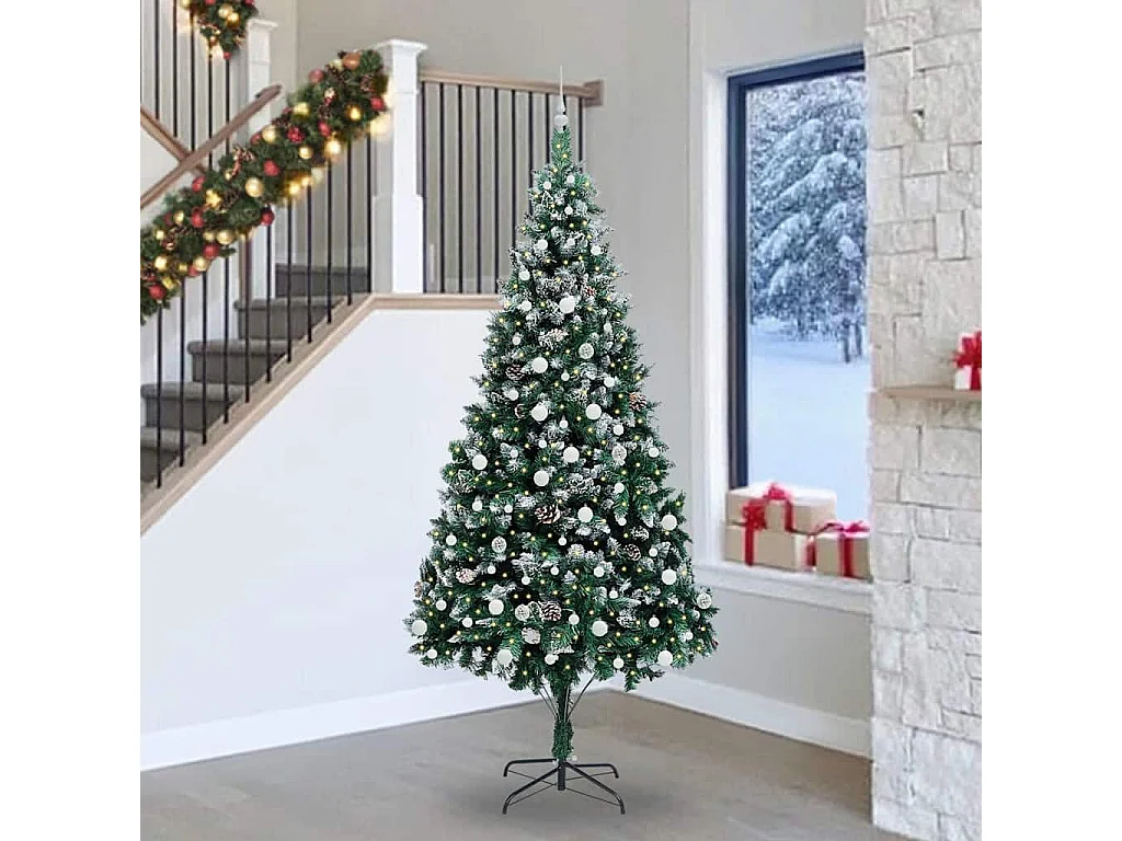Künstlicher Weihnachtsbaum Grün 240 cm PVC, Stahl und Kunststoff