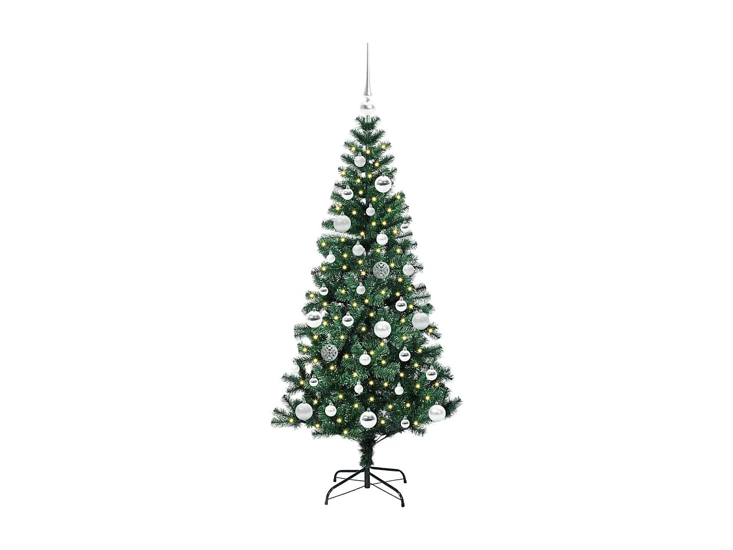 Albero di Natale artificiale preilluminato verde 150 cm PVC e metallo