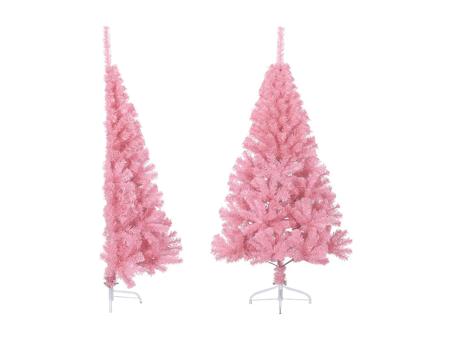 Halve kunstkerstboom met standaard roze 120cm PVC