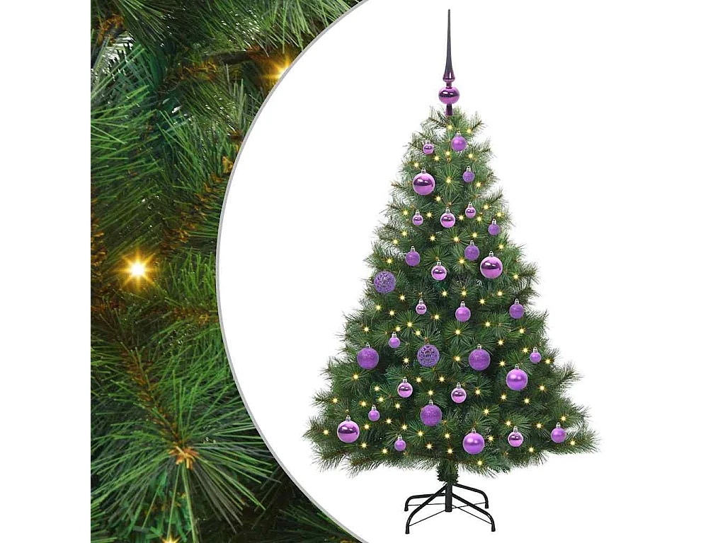Albero di Natale artificiale con 150 LED Verde 120 cm PE e PVC
