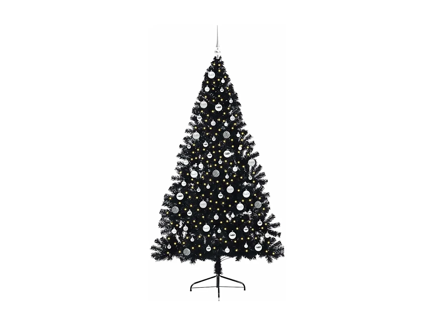 Künstlicher Weihnachtsbaum mit Beleuchtung, Schwarz, 210 cm, PVC