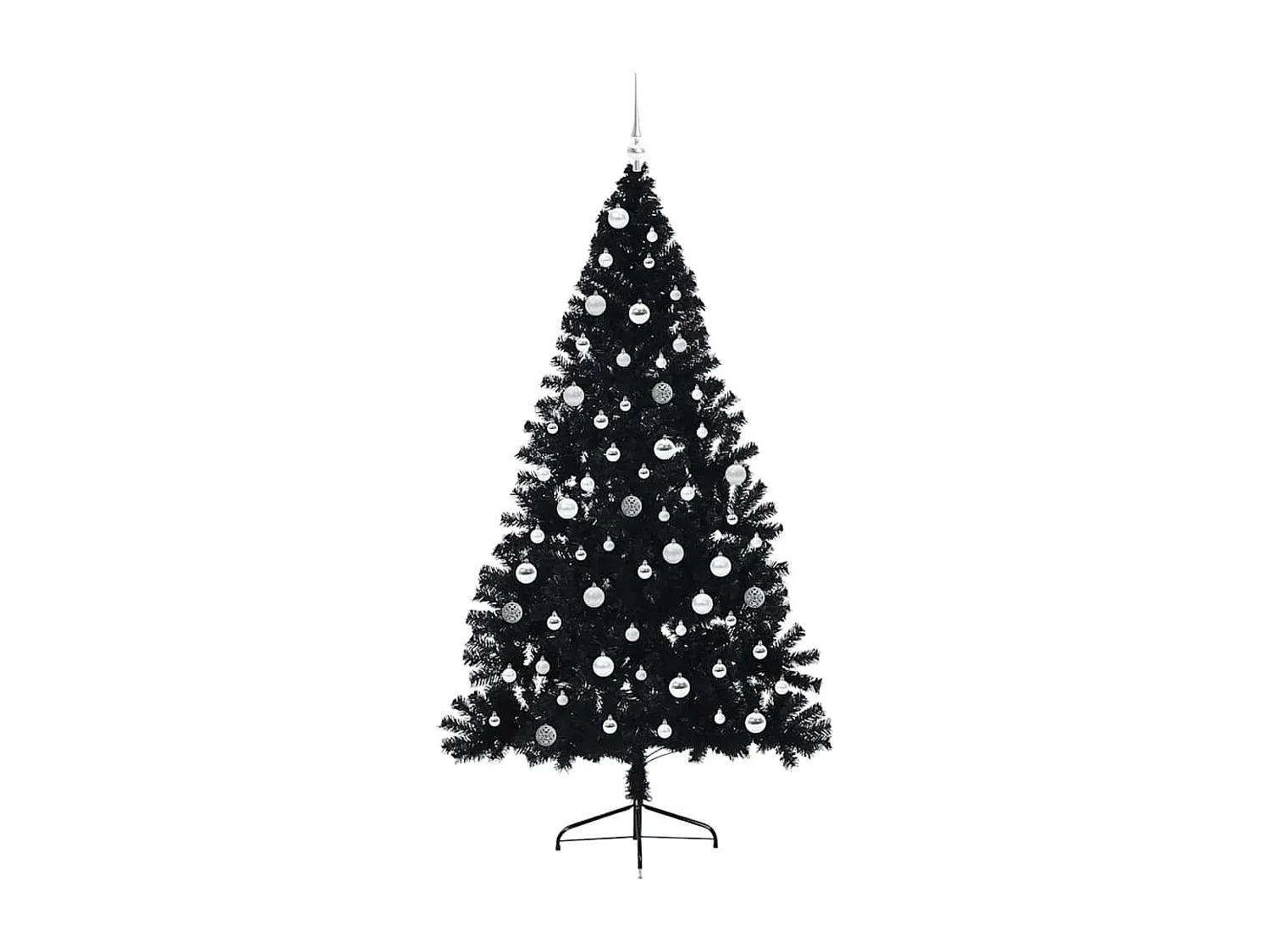 Sapin de Noël artificiel pré-éclairé Noir 210 cm PVC