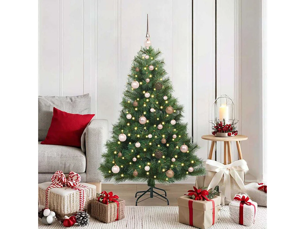 Albero di Natale artificiale con 150 LED Verde 150 cm PE e PVC