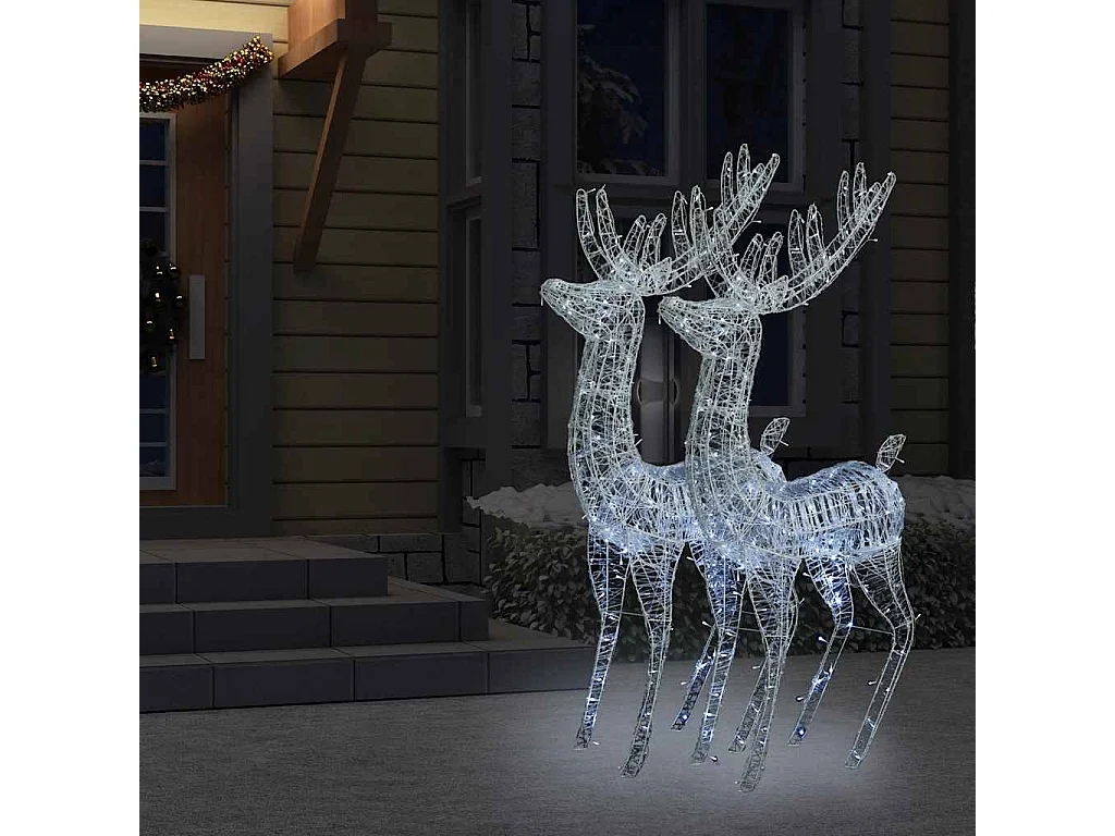Rennes de Noël XXL Acrylique 250 LED 2 pcs 180 cm Blanc froid