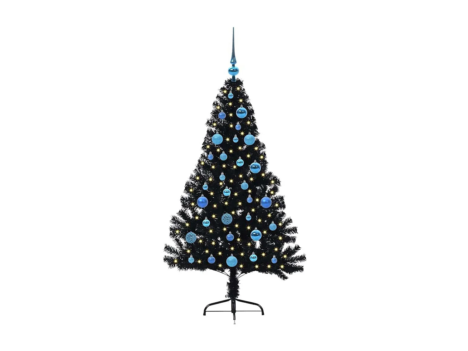 Sapin de Noël artificiel pré-éclairé Noir 150 cm PVC