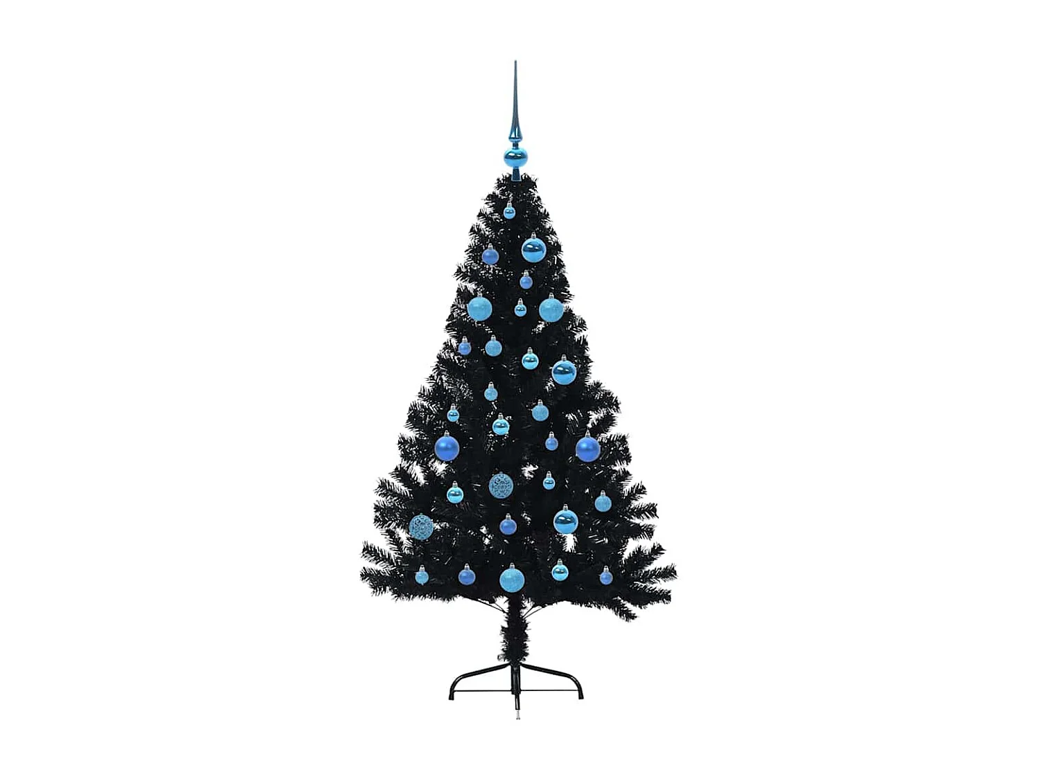 Voorverlichte kunstkerstboom zwart 150cm PVC
