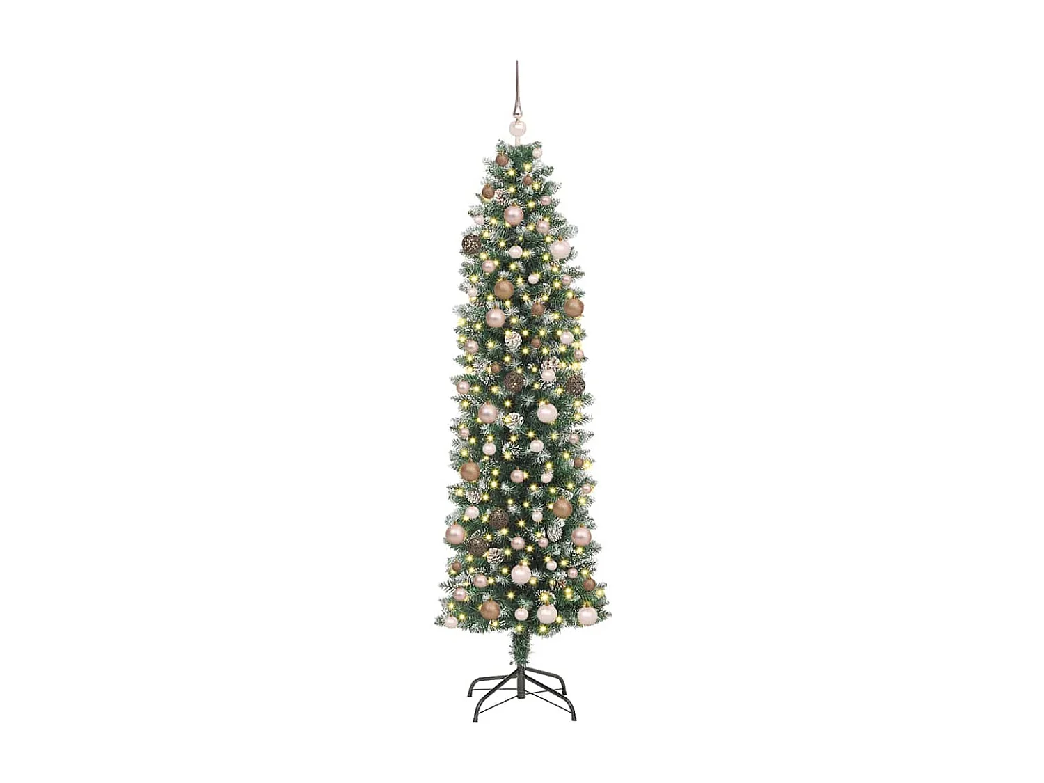 Schlanker künstlicher Weihnachtsbaum mit 300 LEDs Grün 210 cm