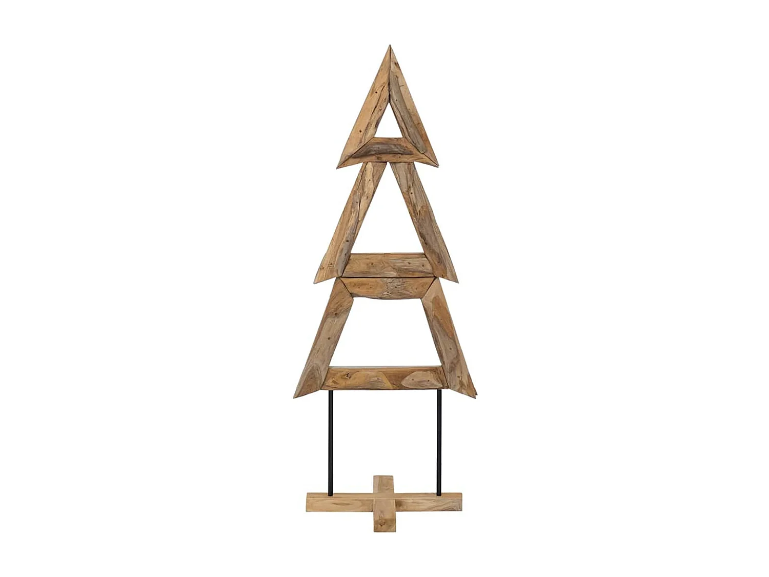 Sapin de Noël avec support Marron 150 cm Bois de teck solide