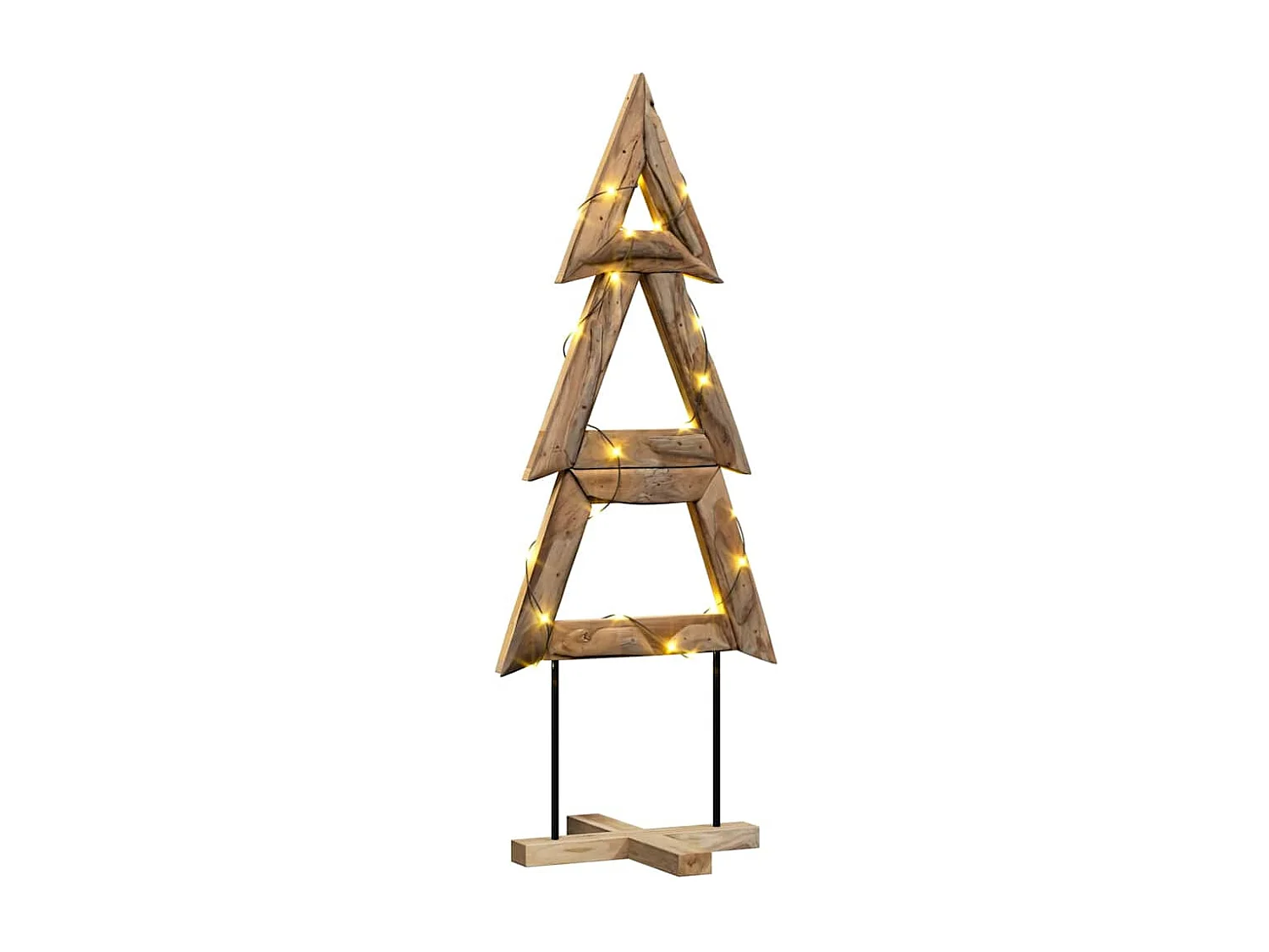 Sapin de Noël avec support Marron 150 cm Bois de teck solide