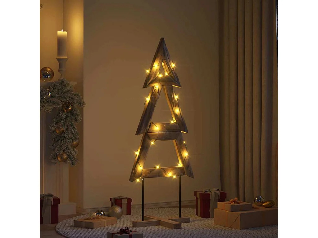 Albero di Natale con supporto marrone 150 cm in legno massello di teak