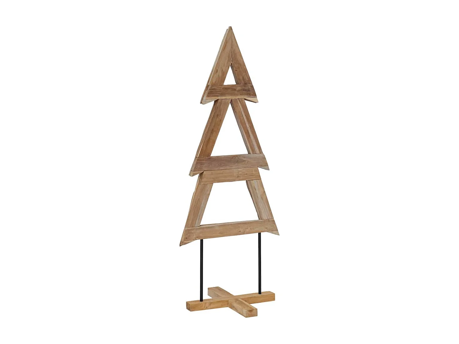 Albero di Natale con supporto marrone 150 cm in legno massello di teak