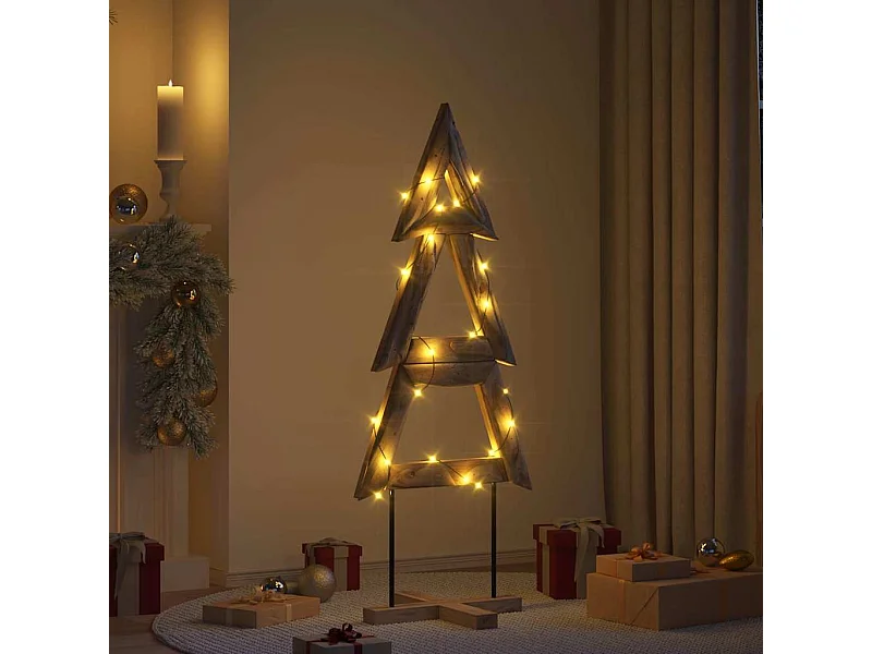 Albero di Natale con supporto marrone 150 cm in legno massello di teak