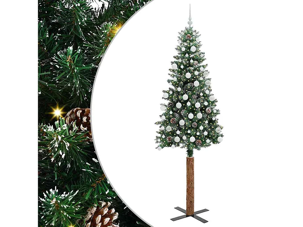 Schlanker Weihnachtsbaum mit 300 LEDs Grün und Weiß 210 cm
