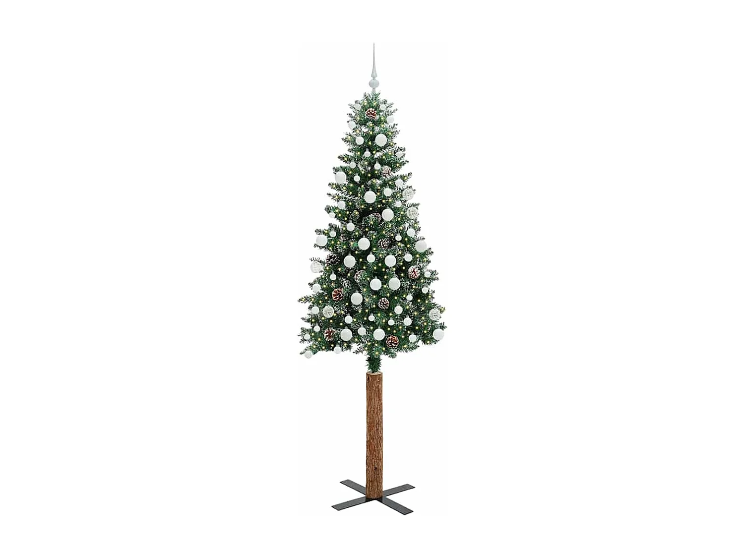 Schlanker Weihnachtsbaum mit 300 LEDs Grün und Weiß 210 cm