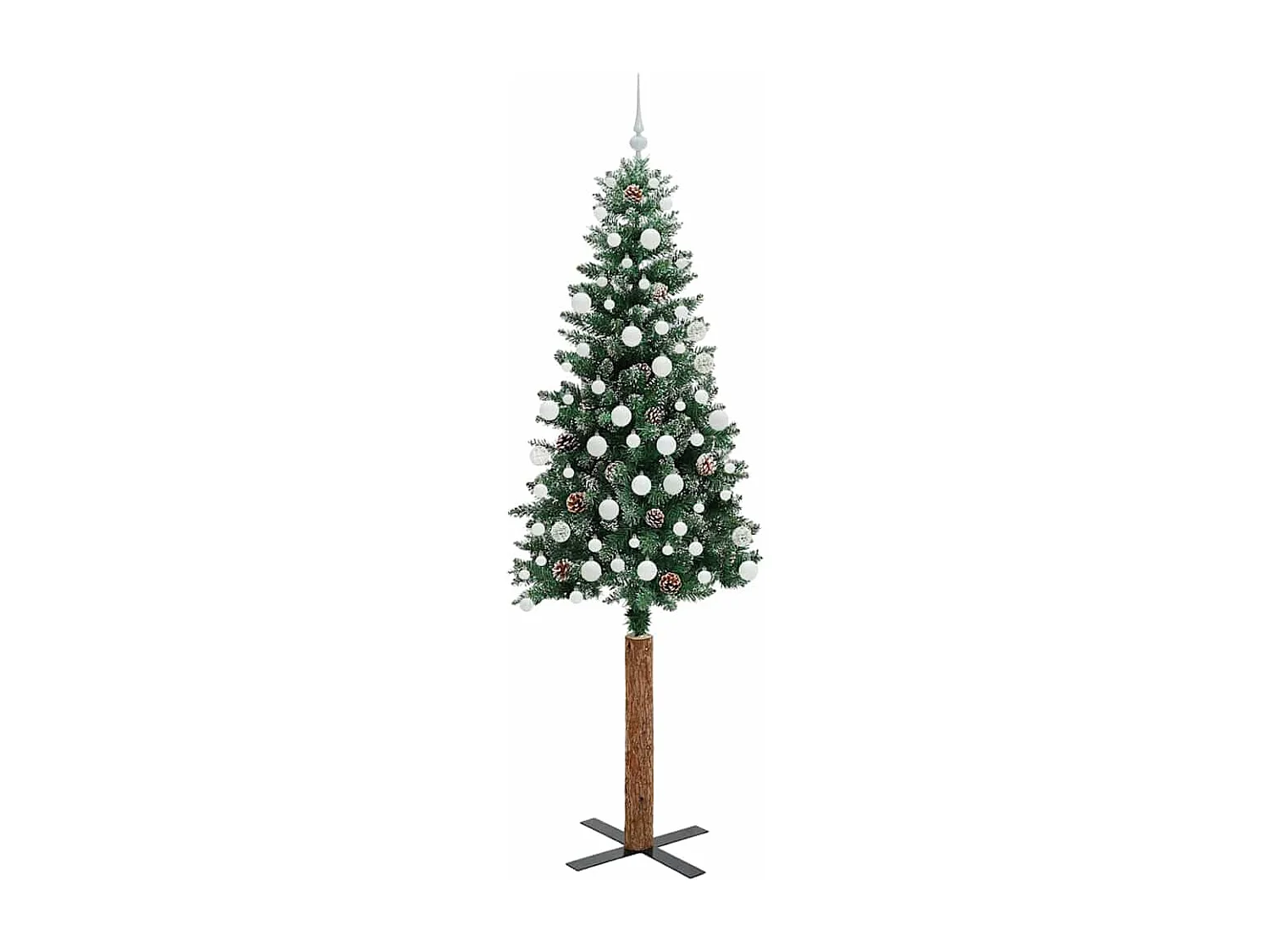 Schlanker Weihnachtsbaum mit 300 LEDs Grün und Weiß 210 cm