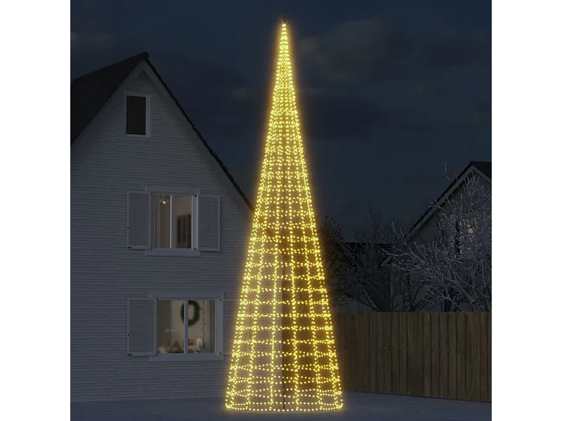 LED kerstboom op vlaggenmast 3000 LED's wit 800 cm
