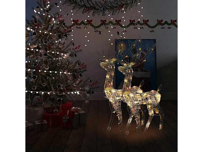 Décorations de Noël de renne Acrylique 2 pcs 120 cm Multicolore