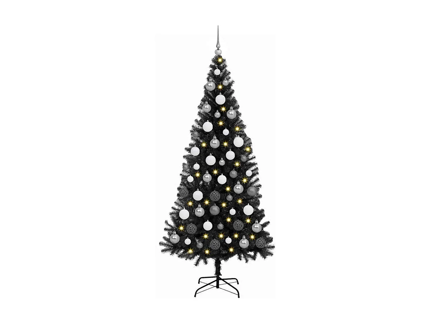 Sapin de Noël avec 300 LED avec support Noir 180 cm PVC