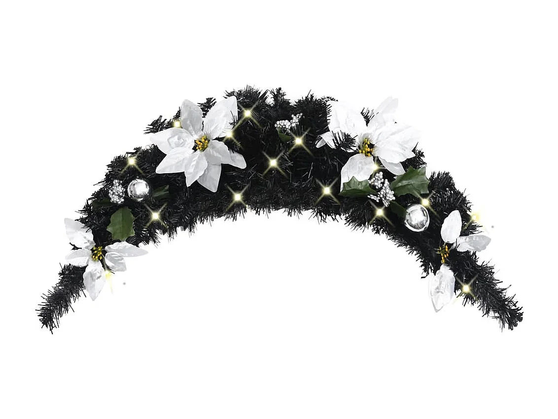 Arco di Natale con luci LED Nero 90 cm PVC