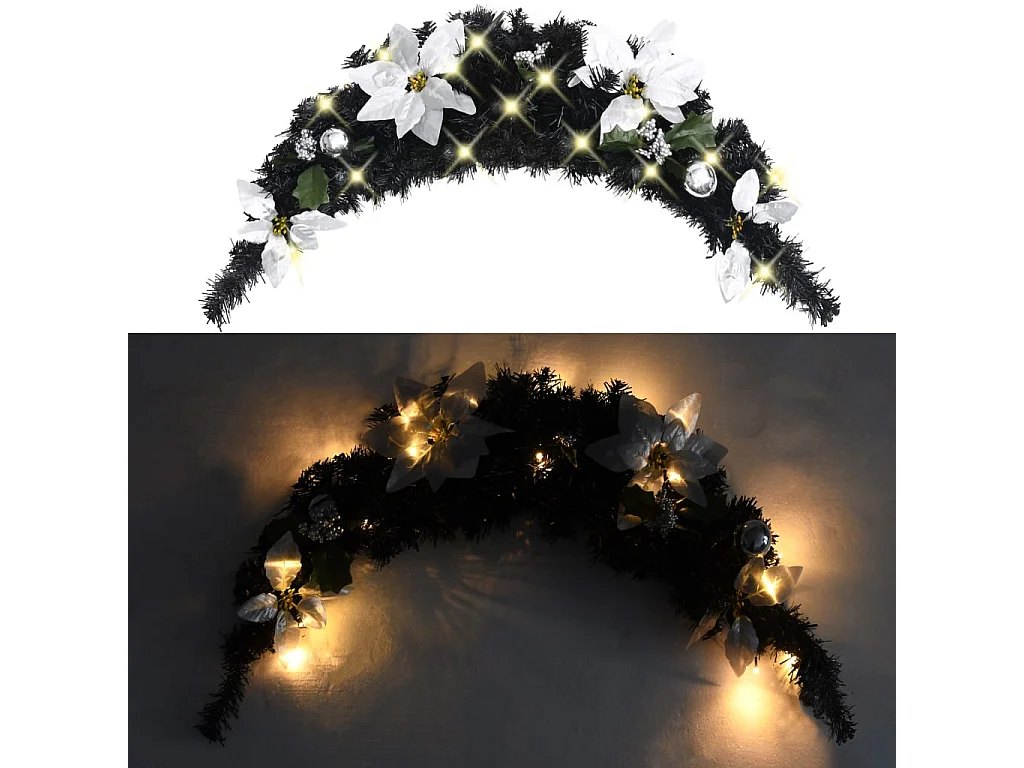 Arco di Natale con luci LED Nero 90 cm PVC