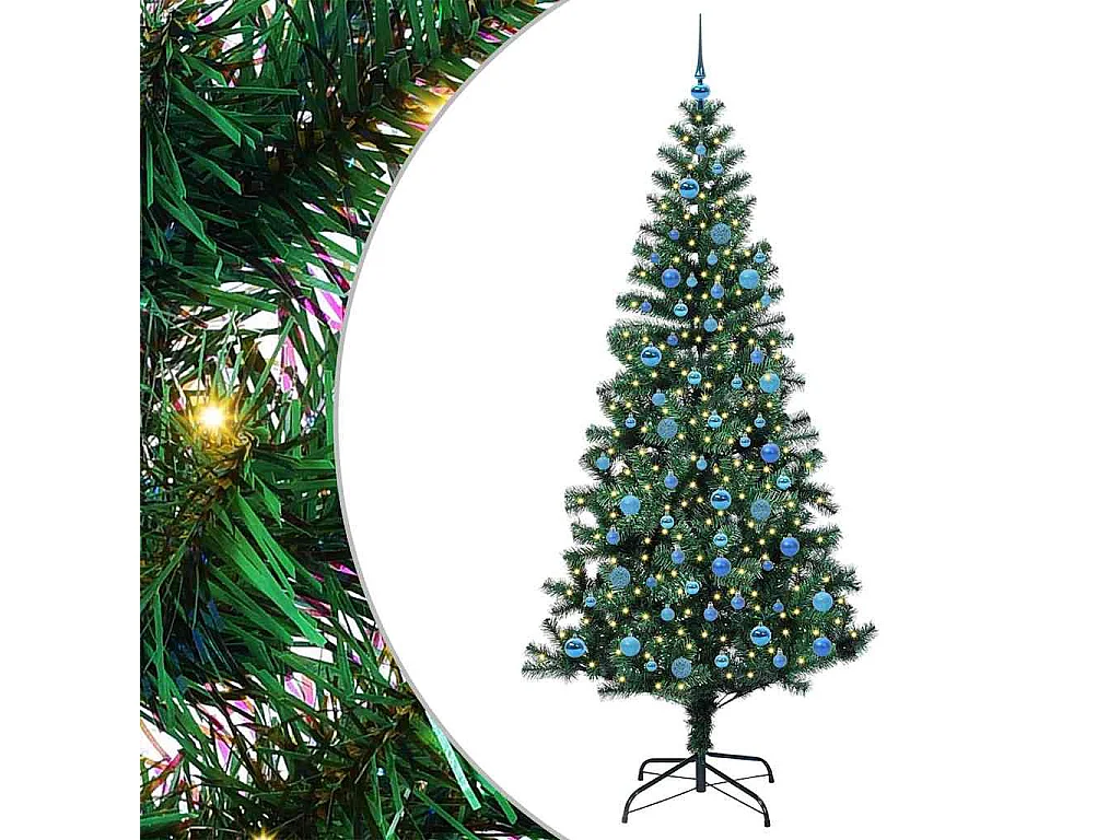 Künstlicher Weihnachtsbaum mit Beleuchtung, Grün, 240 cm, PVC und Metall